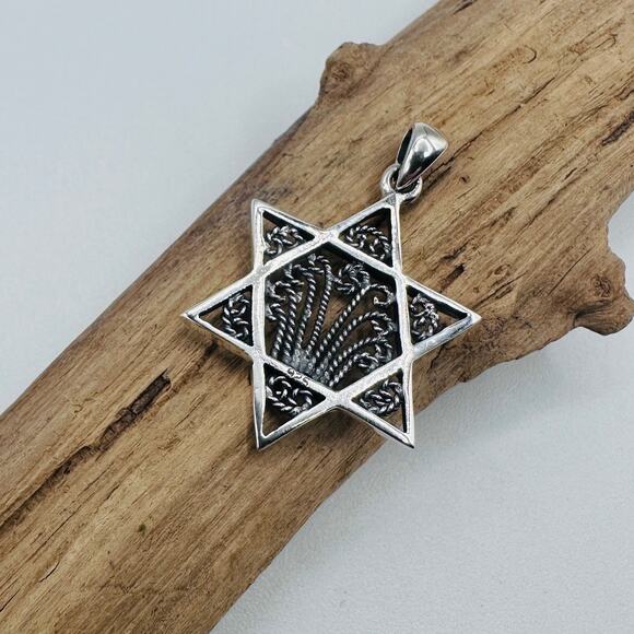 Sterling Silver Star of David Filigree Pendant, Israel, Jewish, Kabbalah, Judaic - Picture 5 of 6